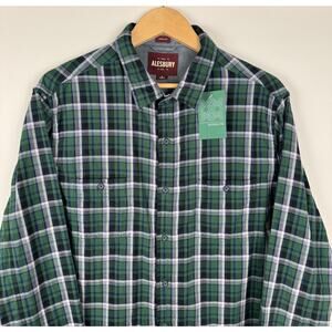 Alesbury Denail Doublecloth Mens XL Workshirt Green Blue Plaid Stitch Fix Pocket